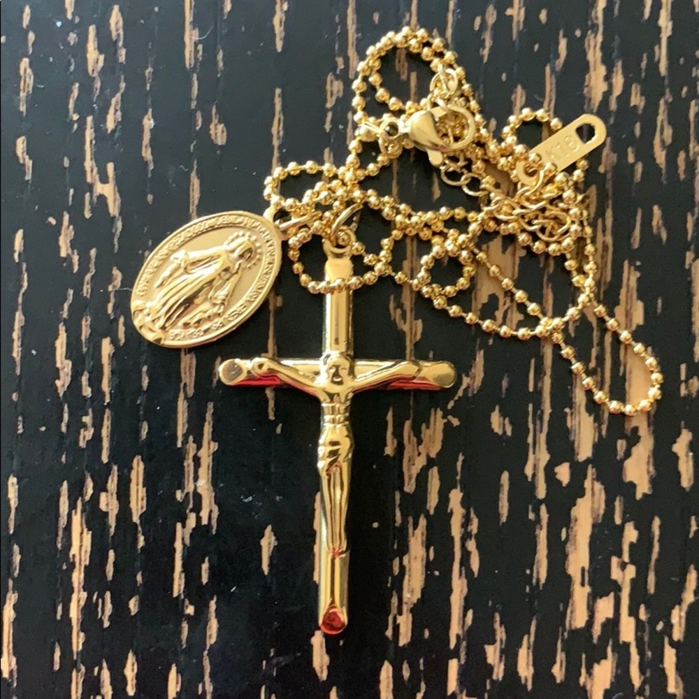 Cali tiger gold cross necklace